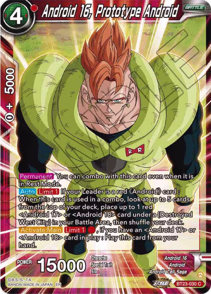 Android 16, Prototype Android (BT23-030), Perfect Combination — DB Super card price