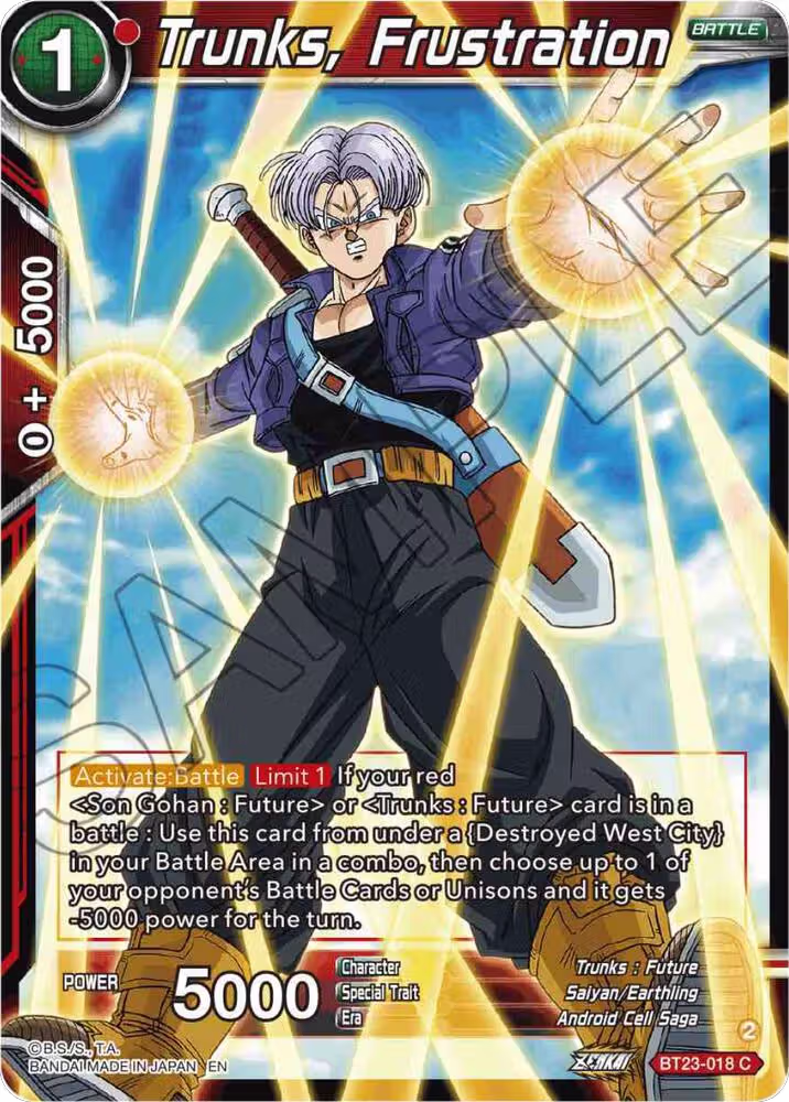 Trunks, Frustration (BT23-018), Perfect Combination — DB Super card price
