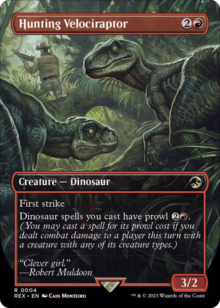 Hunting Velociraptor (Borderless) (4), Universes Beyond: Jurassic World Collection — Magic card price