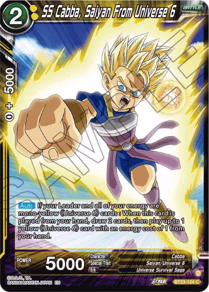 SS Cabba, Saiyan From Universe 6 (BT23-124), Perfect Combination — DB Super card price