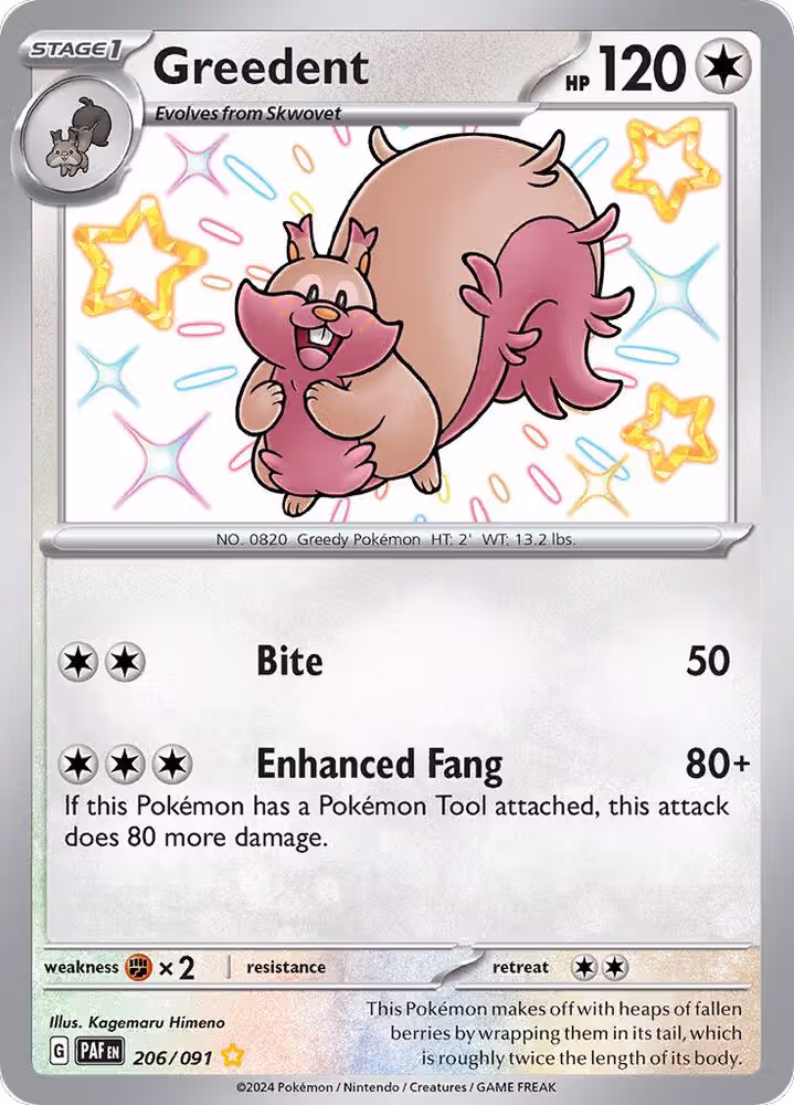 Greedent (206/091), Paldean Fates — Pokémon card price