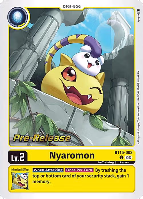 Nyaromon (BT15-003 U), Exceed Apocalypse Pre-Release Cards — Digimon card price