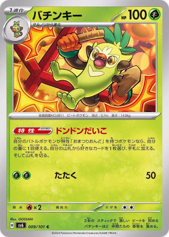 Thwackey (009/101), Transformation Mask — Pokémon JP card price