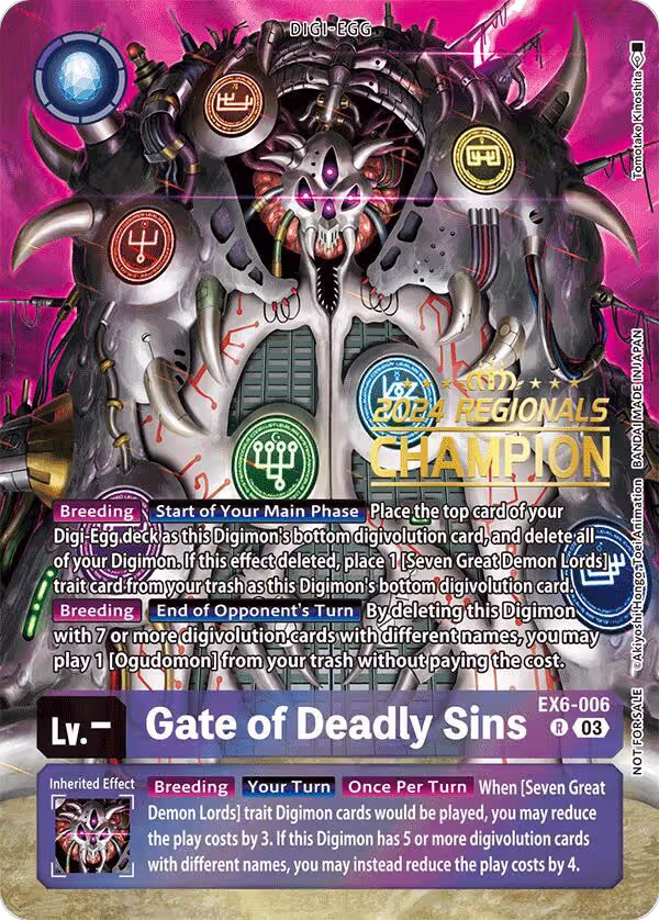 Gate of Deadly Sins (2024 Regionals Champion) (EX6-006 R), Infernal Ascension — Digimon card price