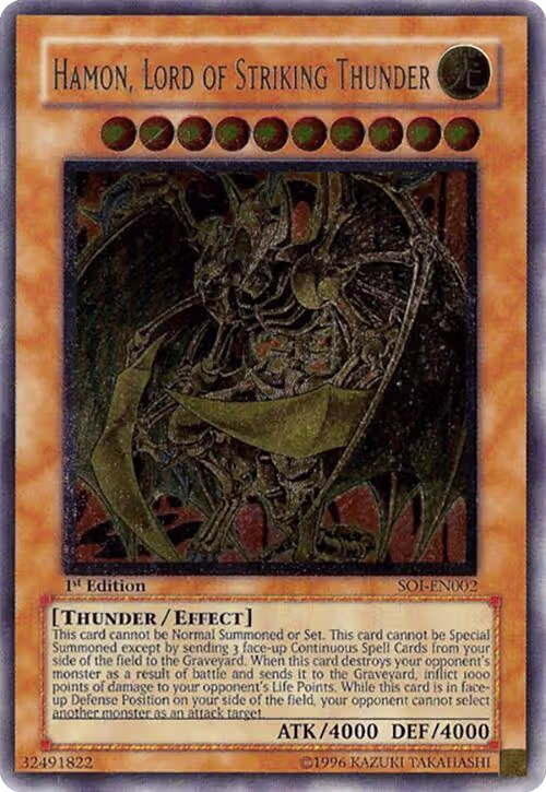 Hamon, Lord of Striking Thunder (UTR) (SOI-EN002), Shadow of Infinity — Yu-Gi-Oh! card price