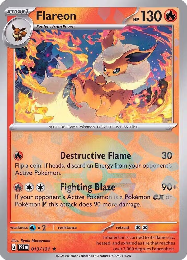 Flareon (Poke Ball Pattern) (013/131), Prismatic Evolutions — Pokémon card price