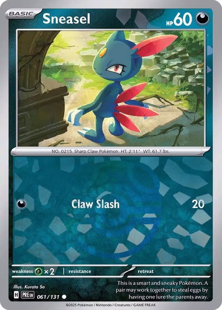 Sneasel (Master Ball Pattern) (061/131), Prismatic Evolutions — Pokémon card price