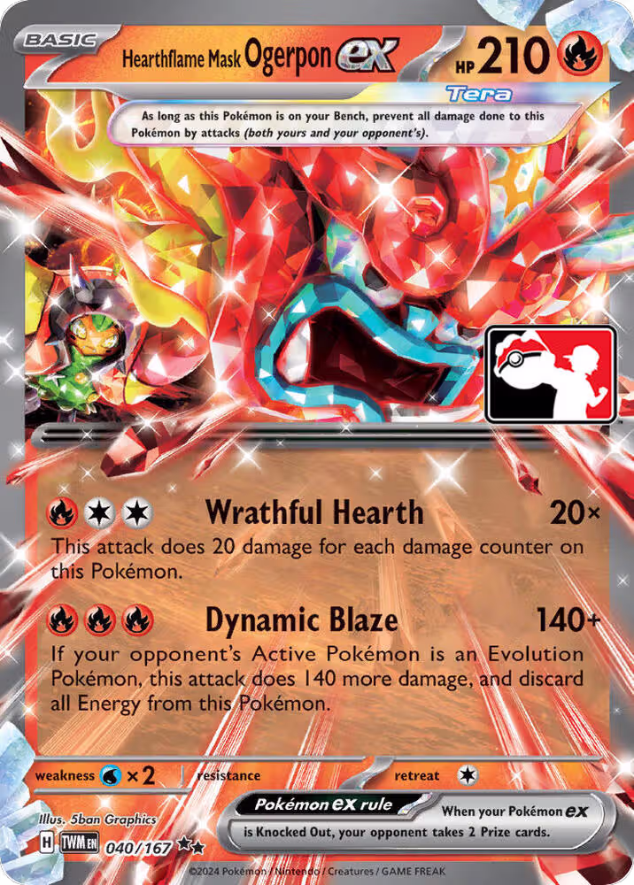 Hearthflame Mask Ogerpon ex - 040/167 (040/167), Prize Pack Series Cards — Pokémon card price