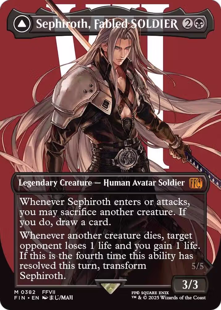 Sephiroth, Fabled SOLDIER (0382) (Borderless) (382), FINAL FANTASY — Magic card price