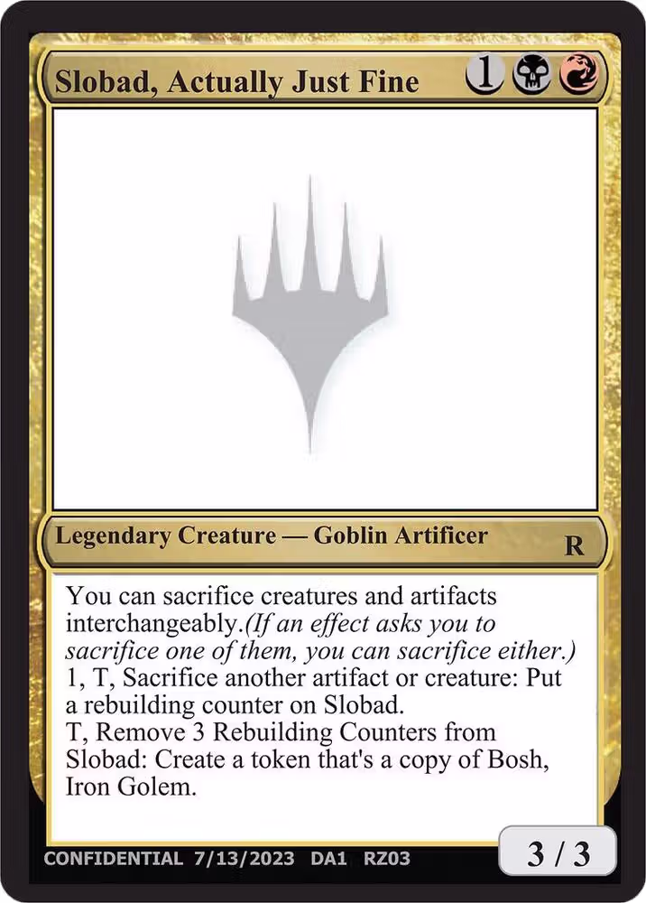 Slobad, Actually Just Fine, Un-Known Event Playtest Cards — Magic card price