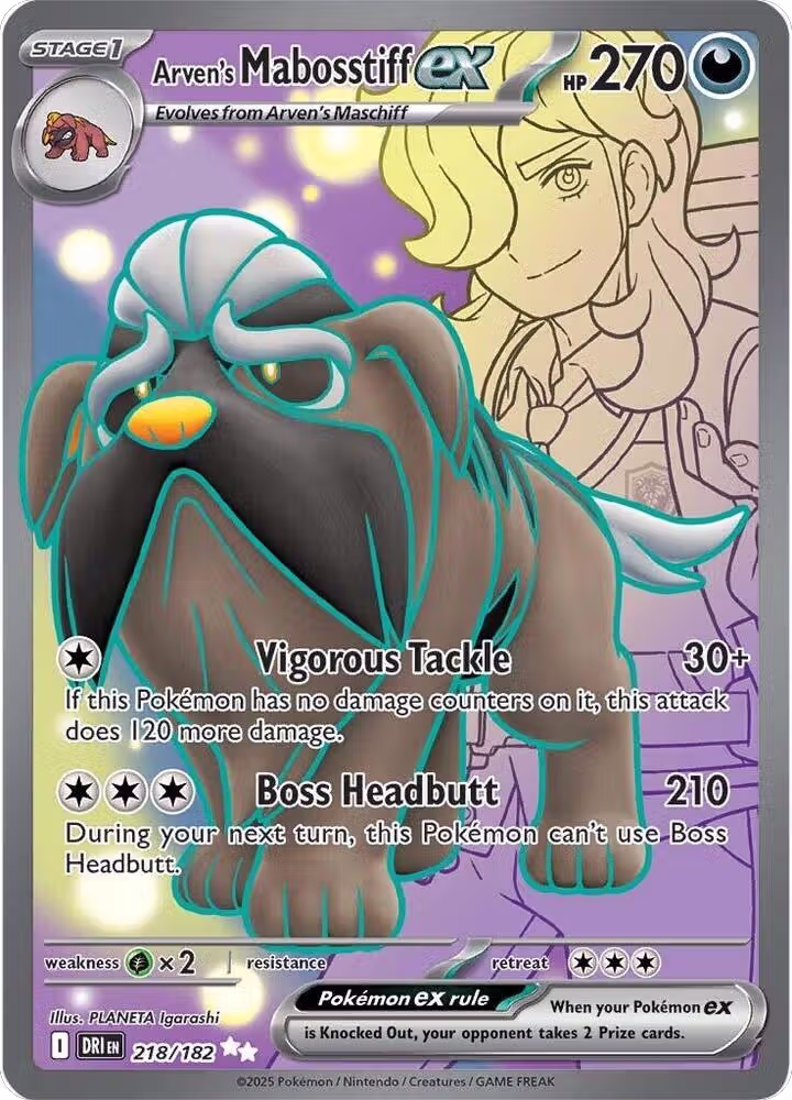 Arven's Mabosstiff ex - 218/182 (218/182), Destined Rivals — Pokémon card price