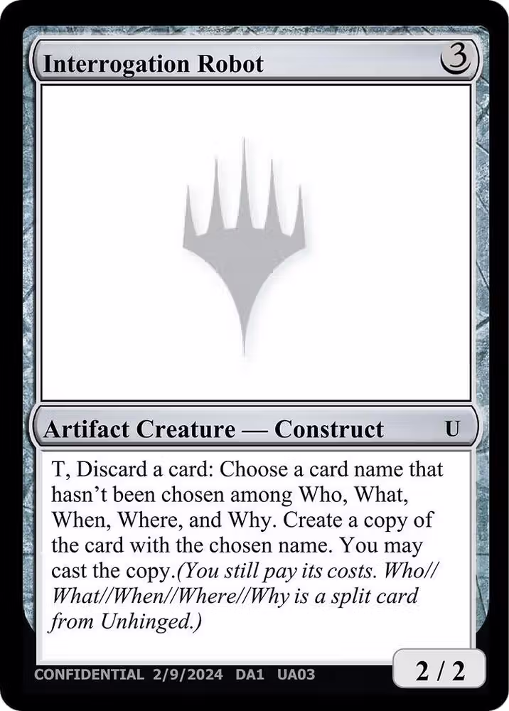Interrogation Robot, Un-Known Event Playtest Cards — Magic card price