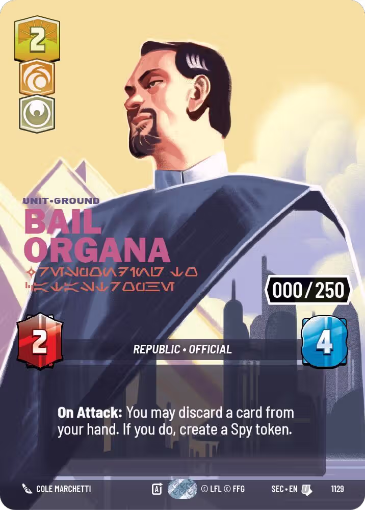 Bail Organa - Responding to Catastrophe (Serialized) (1129), Secrets of Power — Star Wars card price