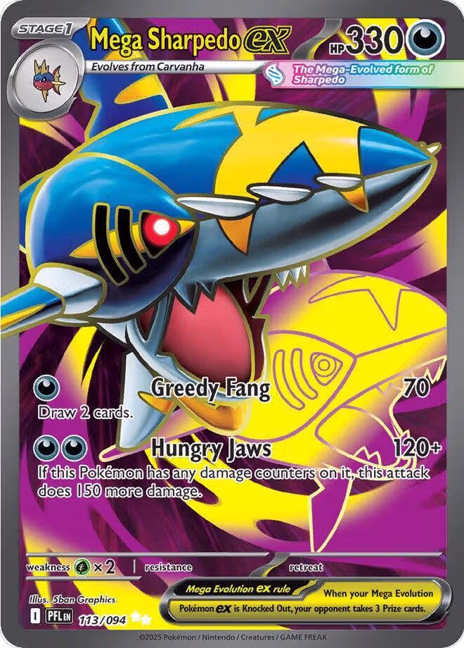 Mega Sharpedo ex - 113/094 (113/094), Phantasmal Flames — Pokémon card price