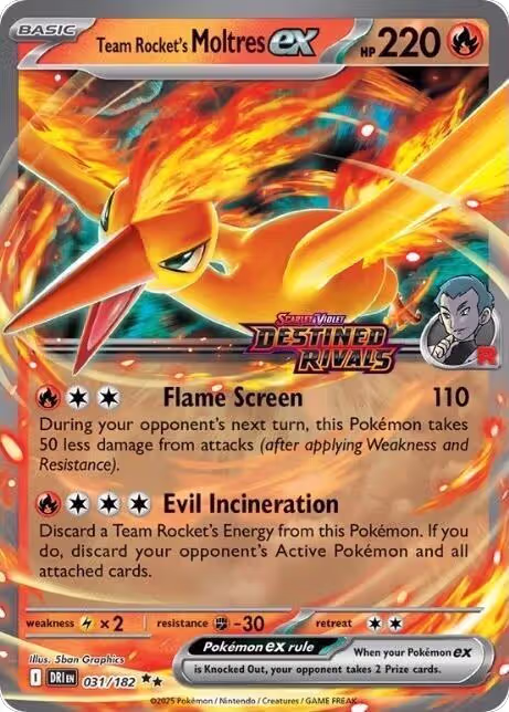 Team Rocket's Moltres ex - 31/182 (Destined Rivals Stamp) (031/182), Miscellaneous Cards & Products — Pokémon card price