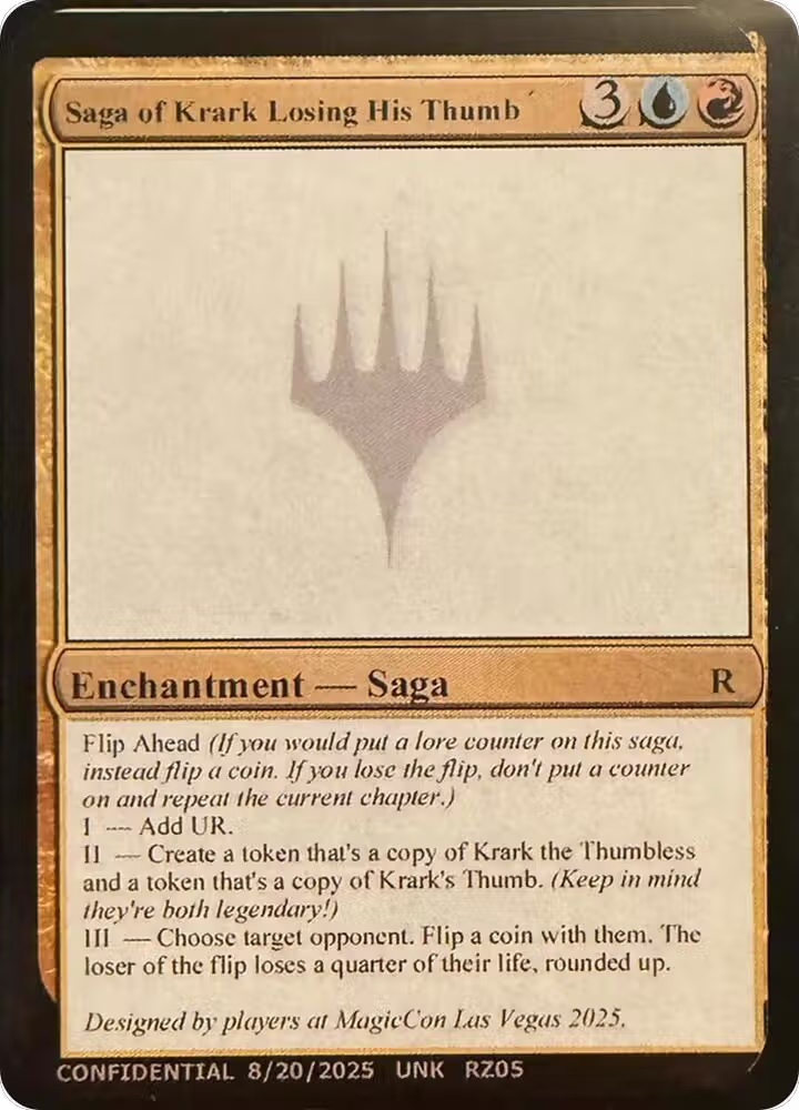 Saga of Krark Losing His Thumb, Un-Known Event Playtest Cards — Magic card price