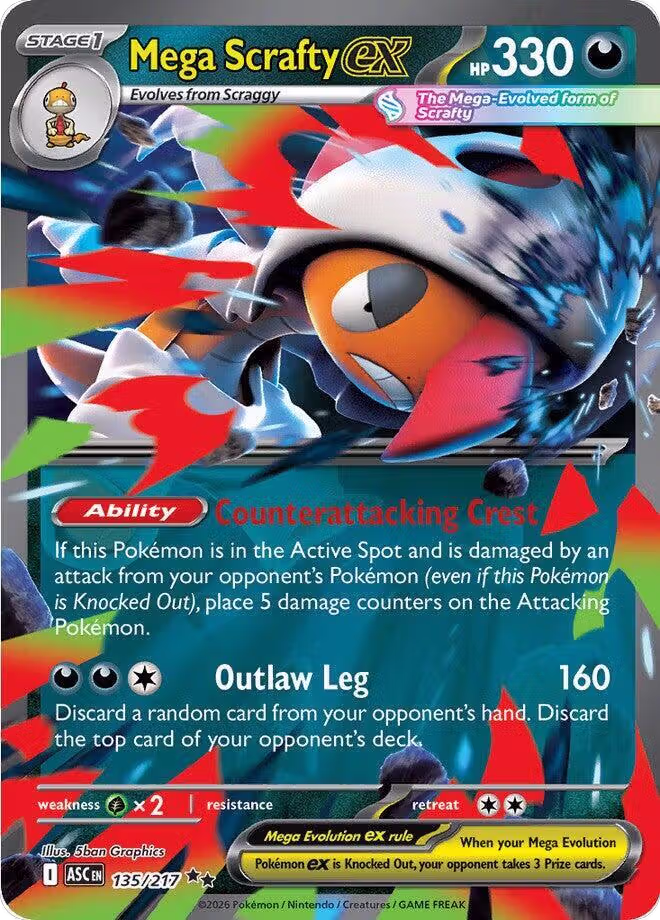 Mega Scrafty ex - 135/217 (135/217), Ascended Heroes — Pokémon card price