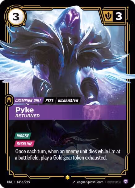 Pyke, Returned (Alternate Art) (145a/219), Unleashed — Riftbound card price