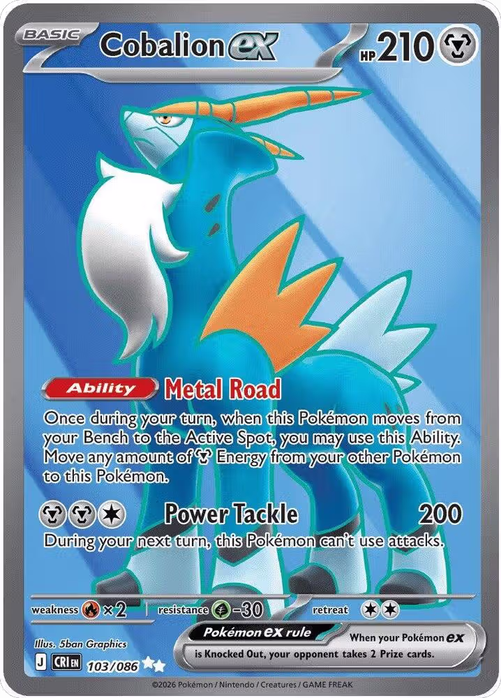 Cobalion ex - 103/086 (103/086), Chaos Rising — Pokémon card price