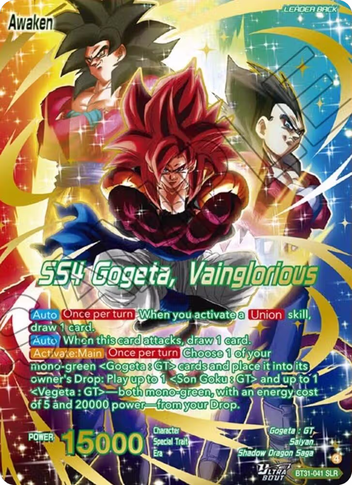 SS4 Son Goku & SS4 Vegeta // SS4 Gogeta, Vainglorious (SLR) (BT31-041), Impact Beyond Dimensions — DB Super card price