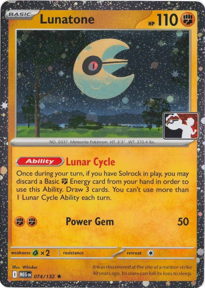 Lunatone - 074/132 (Cosmos Holo) (074/132), Prize Pack Series Cards — Pokémon card price