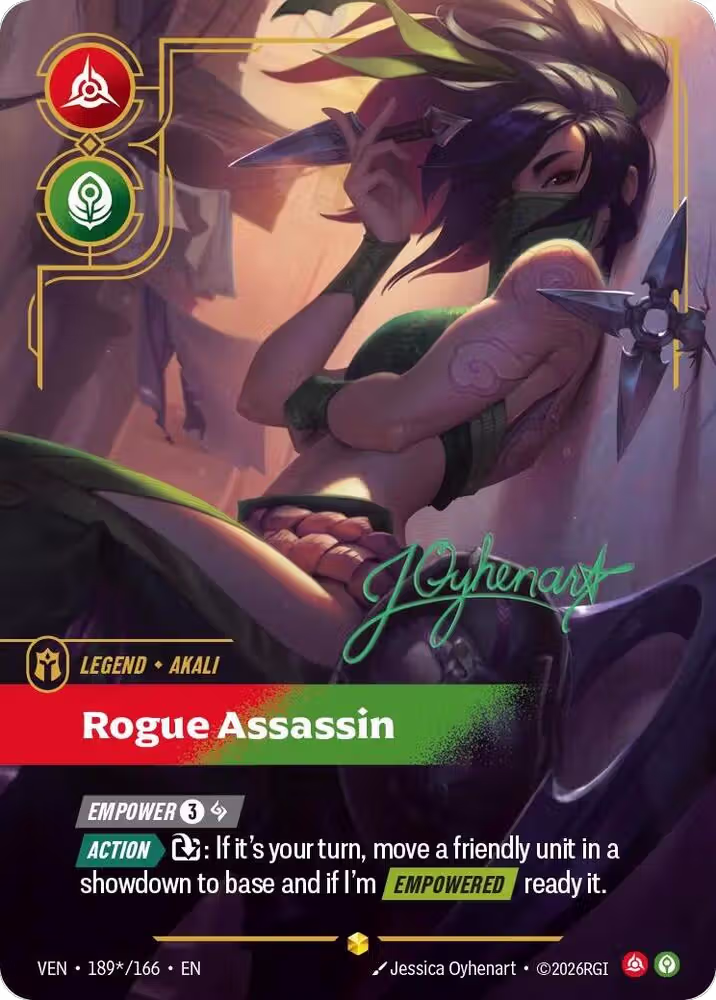 Akali, Rogue Assassin (Signature) (189*/166), Vendetta — Riftbound card price