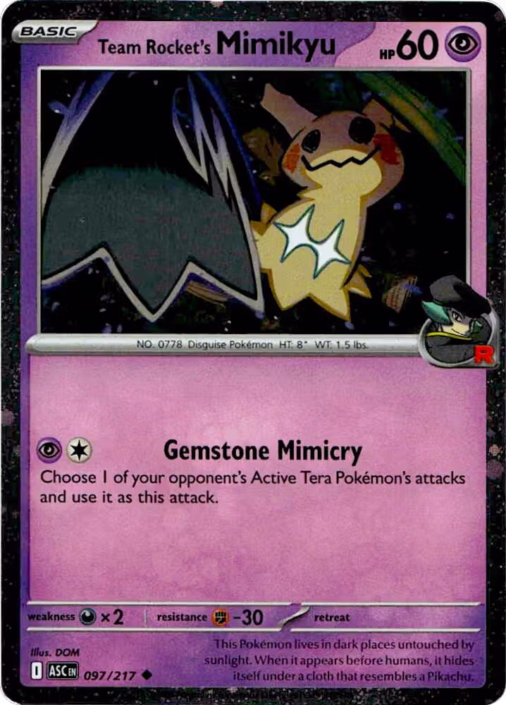 Team Rocket's Mimikyu - 097/217 (Cosmos Holo) (097/217), Blister Exclusives — Pokémon card price