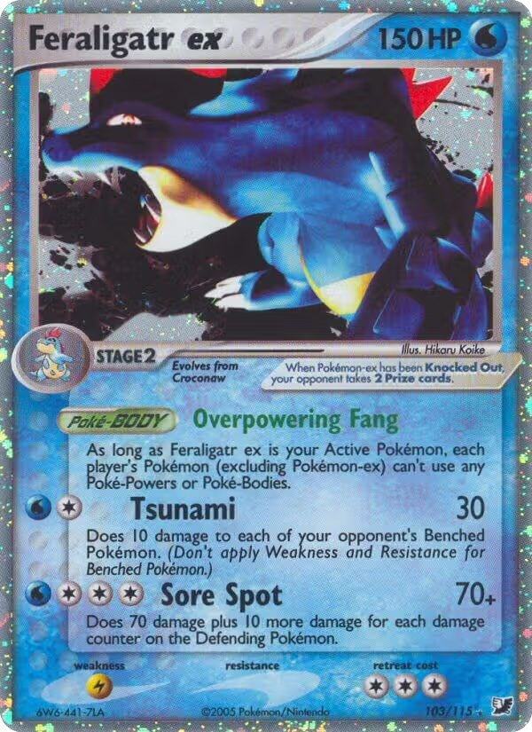 Feraligatr ex (103/115), EX Unseen Forces — Pokémon card price
