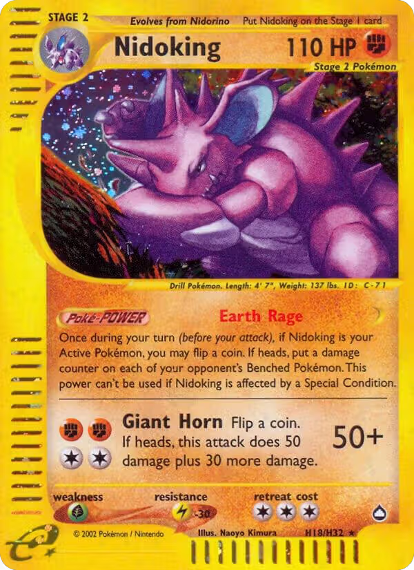Nidoking (H18) (H18/H32), Aquapolis — Pokémon card price