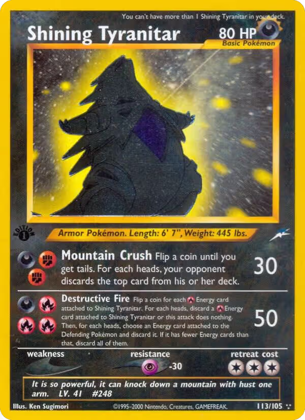 Shining Tyranitar — one of the most expensive Pokémon cards