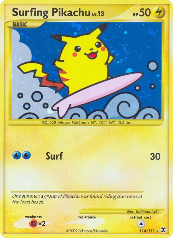 Surfing Pikachu (114/111), Rising Rivals — Pokémon card price