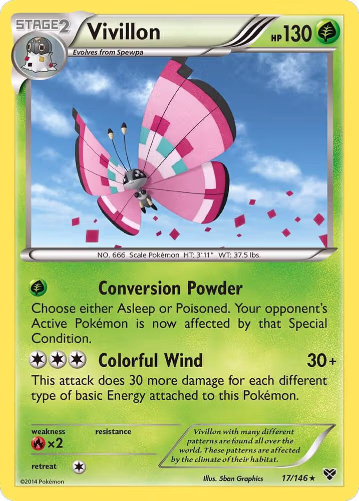 Vivillon (Meadow [Pink]) (17/146), XY Base Set — Pokémon card price