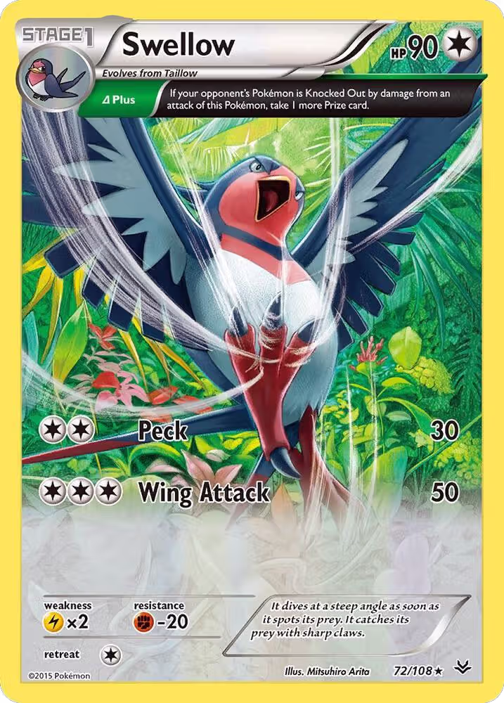 Swellow (72 Delta) (72/108), XY - Roaring Skies — Pokémon card price