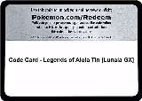 Code Card - Legends of Alola Tin [Lunala GX] — card price