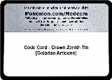 Code Card - Crown Zenith Tin [Galarian Articuno] — card price