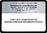 Code Card - Crown Zenith Tin [Galarian Articuno] (International Version) — card price