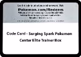 Code Card - Surging Sparks Pokemon Center Elite Trainer Box — card price