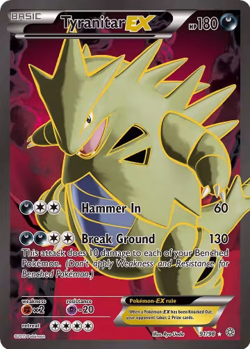 Tyranitar EX (91 Full Art) (91/98), XY - Ancient Origins — Pokémon card price