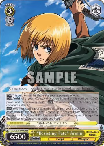 "Resisting Fate" Armin (AOT/S35-E002 RR), Attack on Titan — Weiß Schwarz card price