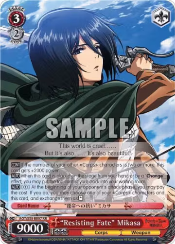 "Resisting Fate" Mikasa (AOT/S35-E057 RR), Attack on Titan — Weiß Schwarz card price