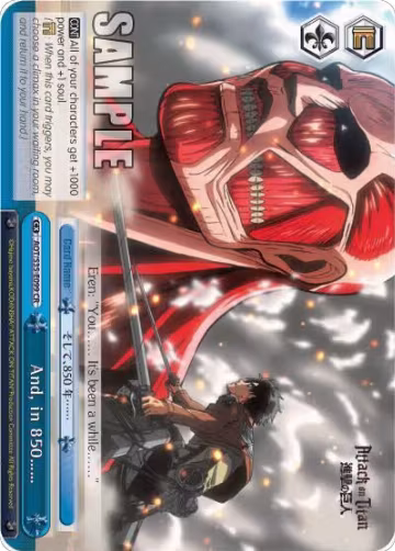 And, in 850…… (AOT/S35-E099 CR), Attack on Titan — Weiß Schwarz card price