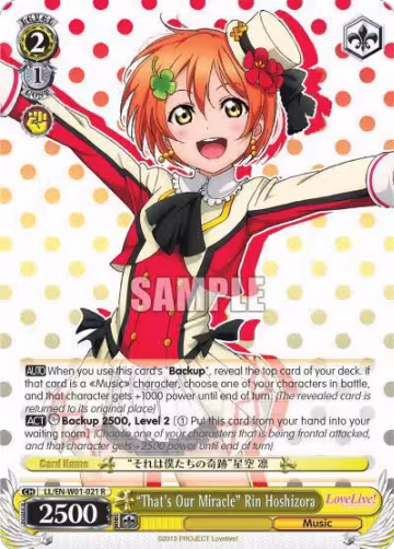 "That's Our Miracle" Rin Hoshizora (LL/EN-W01-021 R), Love Live! DX — Weiß Schwarz card price