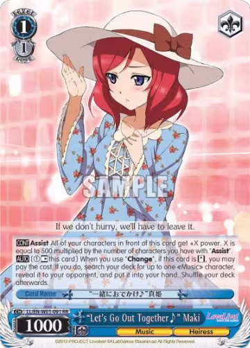 "Let's Go Out Together~" Maki (LL/EN-W01-091 RR), Love Live! DX — Weiß Schwarz card price