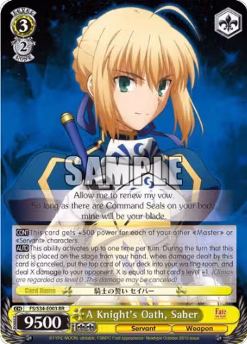 A Knight's Oath, Saber (FS/S34-E003 RR) — card price