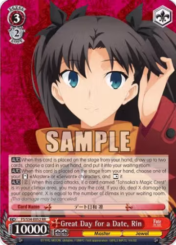 Great Day for a Date, Rin (FS/S34-E052 RR), Fate/stay night [Unlimited Blade Works] — Weiß Schwarz card price