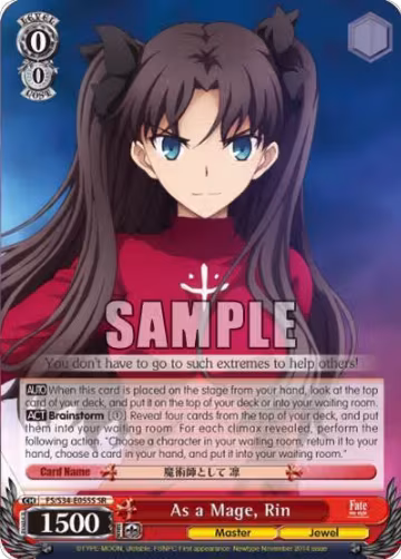 As a Mage, Rin (SR) (FS/S34-E055S SR), Fate/stay night [Unlimited Blade Works] — Weiß Schwarz card price
