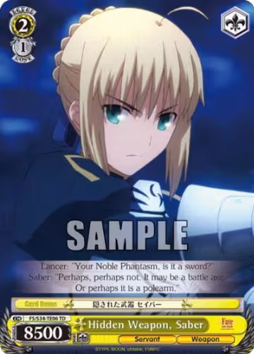 Hidden Weapon, Saber (TD) (FS/S34-TE06 TD), Fate/stay night [Unlimited Blade Works] — Weiß Schwarz card price