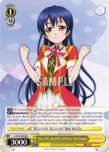 "Our LIVE, the LIFE with You" Umi Sonoda (LL/W24-E004 RR), Love Live! — Weiß Schwarz card price