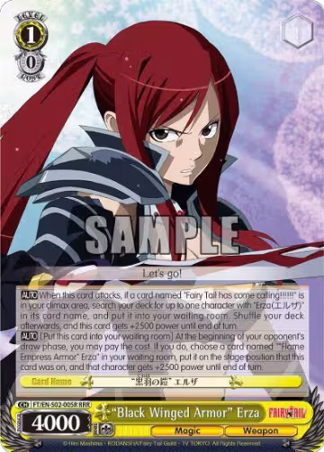 "Black Winged Armor" Erza (RRR) (FT/EN-S02-005R RRR), Fairy Tail ver.E — Weiß Schwarz card price