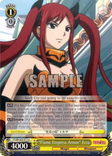 "Flame Empress Armor" Erza (FT/EN-S02-011 U), Fairy Tail ver.E — Weiß Schwarz card price